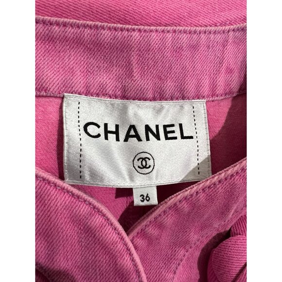 Chanel Hot Pink Denim Jacket With Removable Camelia Rosettes - Picture 6 of 6